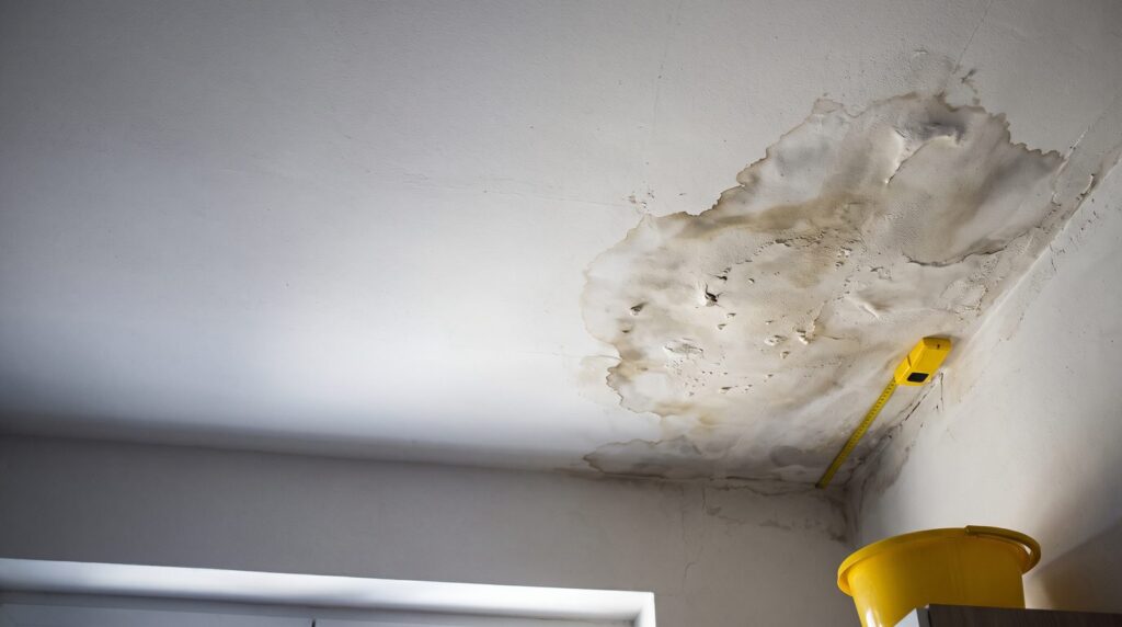 Una macchia d'acqua che si allarga su un soffitto